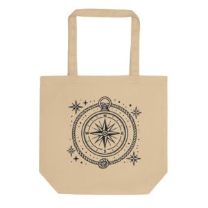 Minimalist British Isles compass design tote bag inspired by the British navy’s navigation legacy.
